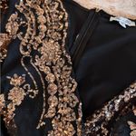 She & Sky Black and Rose Gold Sequin Romper Photo 4