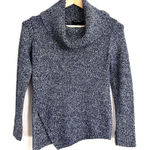 White House | Black Market White House‎ Blue Multi Color Sweater Fisherman Knit Wide Cowl Neck Asymmetrical Photo 0