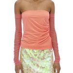 Helmut Lang  Sheer Sleeve Tube Top in Coral, NWT, Size XS Photo 0