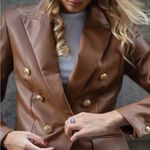 ZARA  VEGAN LEATHER BLAZER JACKET SZ XS Photo 0