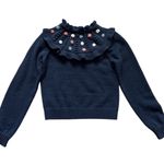 Saylor Preppy Embroidered Floral Pom-Pom Ruffled Sweater Size XS Photo 7