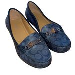 Coach Signature Olive 7.5 B Jacquard Black & Smoke Women's Driving Loafer Logo Photo 2