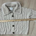 Pink Rose Cable Knit Faux Fur Collar Cardigan Sweater Cream Beige Penny Lane Photo 2