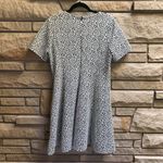 Hutch Anthropologie  Textured Fit &  Flare Dress White Black Print Large Photo 2