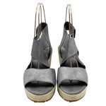Eileen Fisher  Willow Wedge Cross Strap Espadrille Gray Metallic Leather Size 9 Photo 8