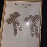 Isaac Mizrahi New  Gold Bow & Tassel Earrings Round & Baguette Crystals Photo 2