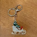 Rhinestone Christmas sleigh with presents bag charm/key ring Gold Photo 1