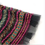 Anthropologie Maeve Black Sheer Ruffle Embroidery Stripes Top Blouse Small Photo 3