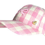 Juicy Couture Pink White Gingham Plaid Bow Baseball Hat One Size Photo 0