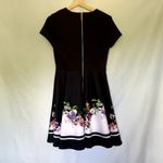 Ted Baker midi dress navy blue circle skirt pockets women's size 3 formal floral Photo 7