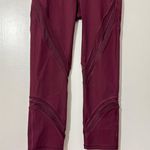 Lululemon Wunder Under High Rise Crop Leggings Garnet Red Mesh Cutout Size 2 Photo 3