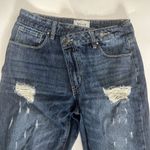 ASOS Sz 1 Tricot Crossover Distressed Jeans Frayed Hems High Rise Photo 2