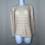 InHabit COTTON FRINGE CREW Off White Natural Open Knit‎ 100% Cotton EUC Size S Photo 3
