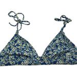 Xhilaration  Bikini Top Triangle Floral String Ties Navy Blue XL Photo 0
