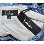 Lulus NWT Wings of Love Blue Print Maxi Dress Size S Flutter Sleeve V-Neck Photo 9