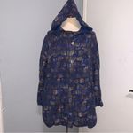 Alain Murati Studio Women Blue Gold Oversized 100% Linen Shacket with Hoodie M Size M Photo 5