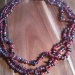 Indian Garnet and Seed Bead Triple Strand Magnetic Clasp Necklace Photo 1