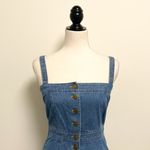 Skylar + Madison Skylar Madison Medium Wash Denim Cut Off Button Pinafore Dress Overall NWT Small Photo 1