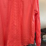 st. john's bay  Eyelet Blouse Long Sleeve‎ Coral Top Lightweight PM Photo 4
