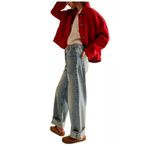 Free People  Palmer Cuffed Boyfriend‎ Cotton Blue Denim Jeans Women's Size 29 Photo 6