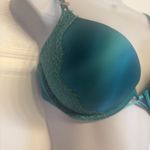 Victoria's Secret  Bombshell‎ Plunge Super Push-up Bra Size 36B Satin Lace Teal Photo 2