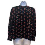 Loft 𝅺 EUC Black Pink Floral Gold Metallic Long Sleeve Blouse Sz XS Photo 1