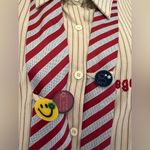 Striped colege girl button up shirt long sleeve Size M Photo 6