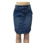 Old Navy  Ultra Blue Jean High Waist Medium Wash Denim Back Slit Skirt Womens 10 Photo 2