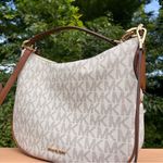 Michael Kors Kelsey White Brown Logo Hobo Bag NWT – Shoulder & Crossbody Photo 7