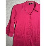 Eileen Fisher  PL Petite Large Womens Top 3/4 Sleeve Button Linen Blend Pink Photo 4