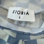 Storia  Checkered Silky Long Sleeve Mock Neck Cinched Cropped Top Size Small NWOT Photo 4