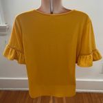 NWT PerSeption Concept mustard yellow bell sleeves front tie blouse, size S boho Orange Photo 1