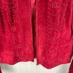 Chico's Vintage  Red Suede Leather Embroidered Jacket Size Small Western Cowgirl Photo 4