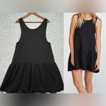 Free People  Black Textured Sleeveless Drop Waist Dress M Easy Street Casual‎ Photo 1