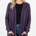Terra & Sky  Purple Women's knit Sweater Cardigan with pockets size 2X/20W-22W Photo 0