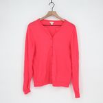J.Crew The Caryn Cardigan Coral Button Up Long Sleeve Cotton Sweater Size L Photo 1