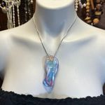 Lee Sands Mother of Pearl Inlaid Guardian Angel Brooch Pendant & Chain Photo 6