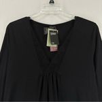 H&M NEW  Lace V-Neck Long Sleeve Blouse Women’s L Black Photo 1