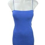 ZARA Womens Blue Ribbed Square Neck Sleeveless Cami Tank Bodycon Midi Dress Sz M Photo 0