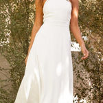 Lulus NWT  Summer Dream White Midi Dress Open Back Cocktail Beachy Classy Size M Photo 0