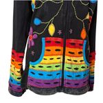 Rising International Rainbow Hoodie Womens M Floral Hippie BOHO Distressed Pride Black Size M Photo 4