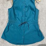 Athleta Levitate Poplin Tank Top Button Front Outdoor UPF 50+ Borealis Green SP Photo 4