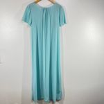 Shadowline Women's Nightgown Size M Blue Nylon Embroidered Yoke Flutter Sleeve Size M Photo 2