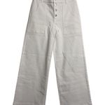 Evereve NWT White Ever Wide Leg Pants Exposed Button Fly Cotton Blend Size 27 Photo 0