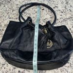 Michael Kors Womens Leather Ring Handle Hobo Handbag Black Photo 6