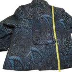 Chico's  Jacket Womens Small Button Up Boho Paisley Tapestry‎ Blue Black Pockets Photo 6