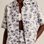 Abercrombie & Fitch  Shirt Tropical Linen Resortwear Size Medium White Lotus Photo 5