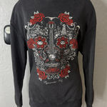 Boxlunch Disney Pixar Coco Embroidered Icons Sugar Skull Crewneck, Black, XL Photo 0