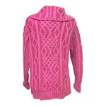 Aran Crafts Irish Merino Wool Pink Cable Knit Cardigan M EUC Size M Photo 2
