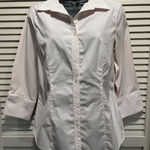 Talbots  3/4‎ Sleeve White/Pink Striped Button Up Size 8 Collar Cuffs Photo 0